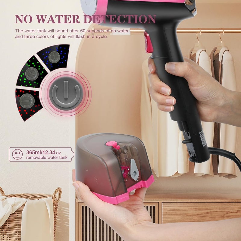 ARSFUTU Steamer for Clothes Handheld Clothes Steamer 1300W Portable Garment Steamer Auto Shut-off 20-Second Fast Heat-up with Adjustable Steam 12.34oz Detachable Water Tank for Home Office Travel - Image 3